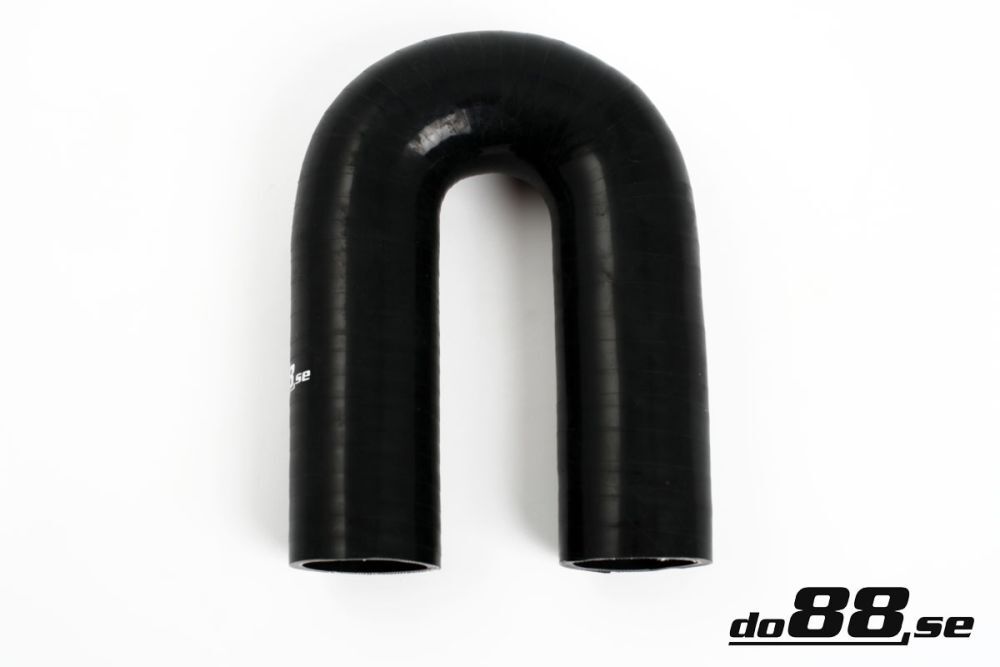 Raceworks 180 Degree 3" (76mm) Silicone Elbow Hose, Black, Glossy Finish, Universal