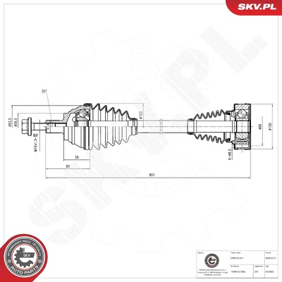 AUDI A3 Q2 SEAT ALTEA LEON TOLEDO III SKODA OCTAVIA SUPERB VW GOLF PASSAT DRIVE SHAFT | OEM 1K0407272BG