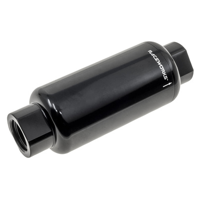 Raceworks AN-10 Billet Fuel Filter 100 Micron OD 50mm Length 140mm - ALY-077-100BK