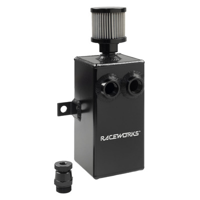 Raceworks Black Aluminium Catch Can With Drain Tap 1L - ALY-129BK