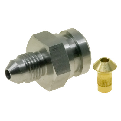 Raceworks 7/16in-24 Female Inverted Flare to AN-3 with Brake Locator Stainless - RWF-271-03SS