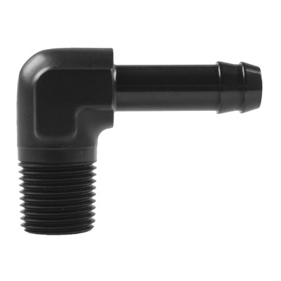 Raceworks Male NPT 1/2In to 1/2In Barb 90deg - RWF-423-08-08BK
