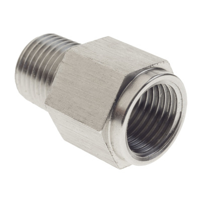 Raceworks 1/8 NPT Male to M10 x 1.0 Female Stainless Adapter - RWF-925-02-M10SS